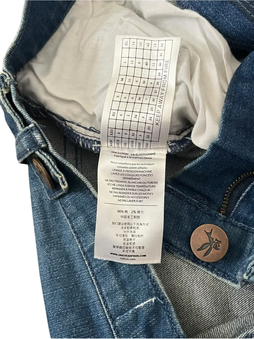 One Teaspoon Harlets High Rise Denim Shorts Twisted Cuff Blue Size 26